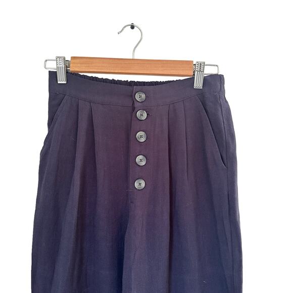 Gentle Fawn Navy Caesar Coastal Grandma High Waisted Linen Pleated Pants XS - Picture 7 of 15